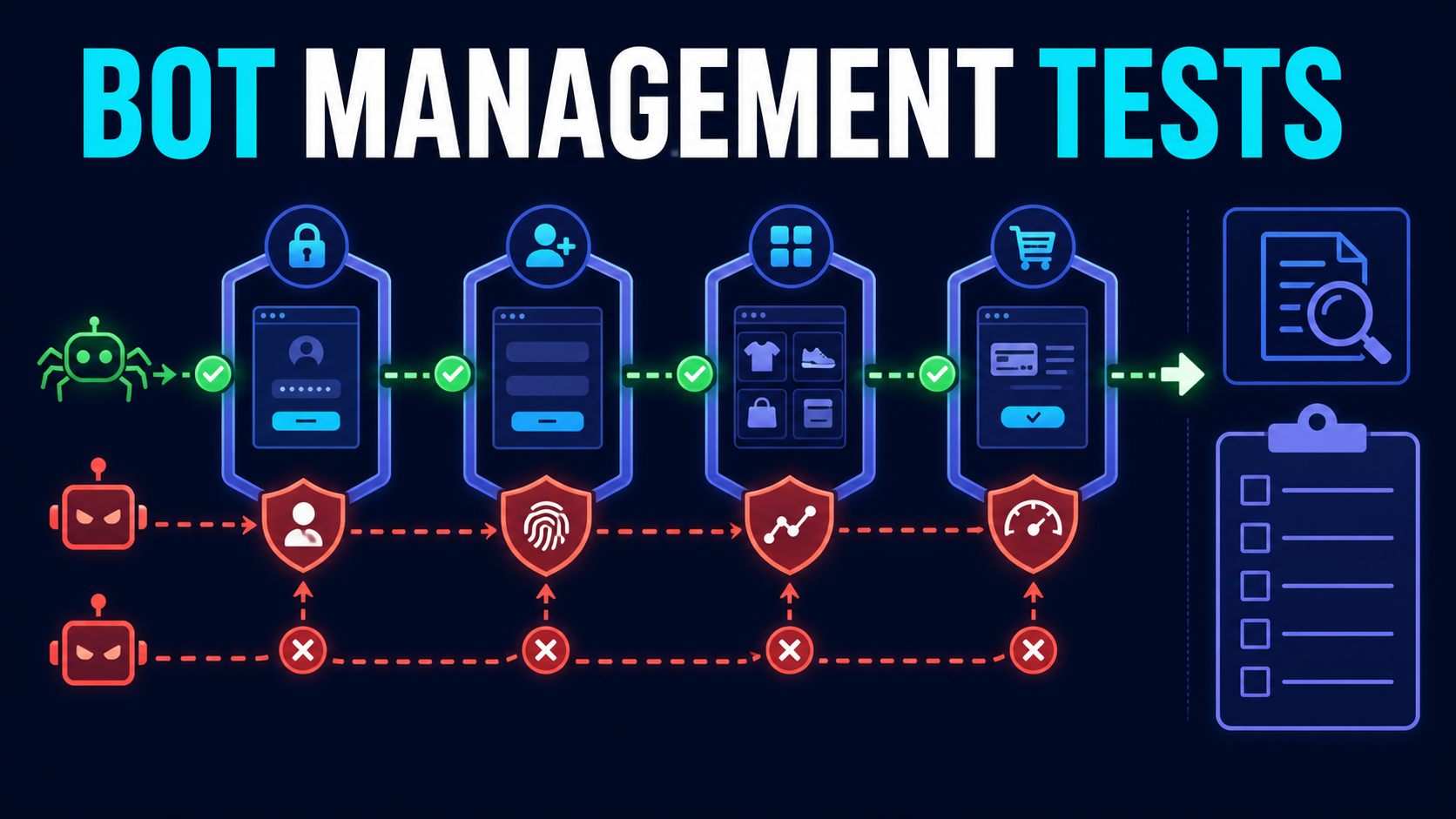 Bot management software evaluation across login, signup, catalog and checkout with behavioral signals, rate controls, challenges and evidence