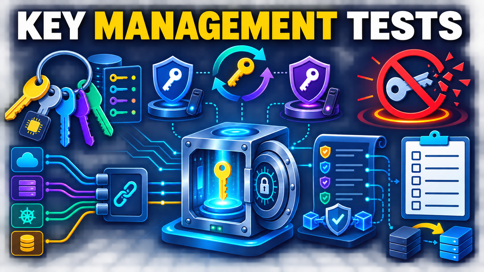Encryption key management software evaluation with key inventory, hardware generation, custody, rotation, revocation, recovery and audit evidence