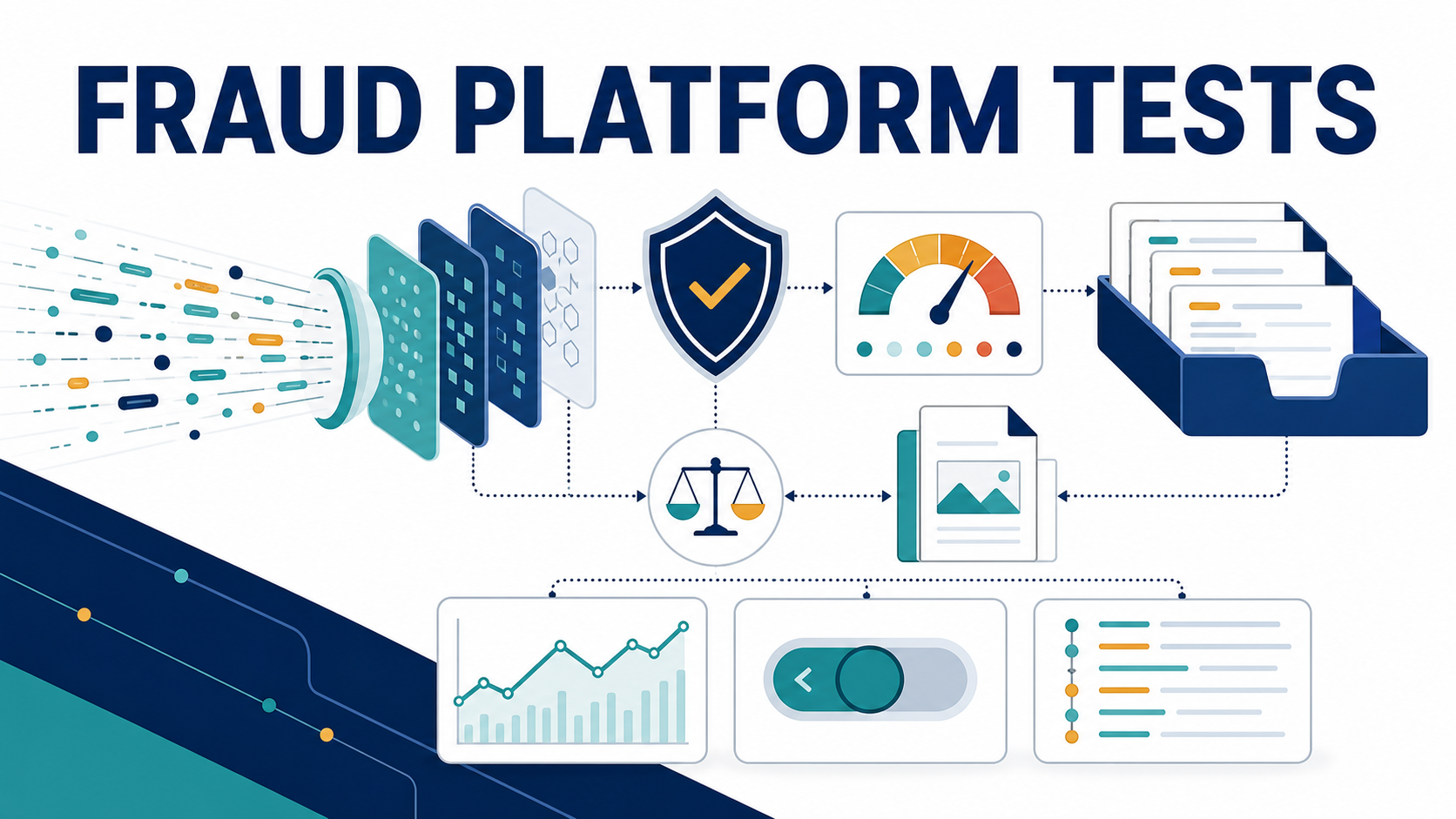 Fraud detection platform evaluation with transaction screening, score monitoring, case evidence, review workflow and rollback controls