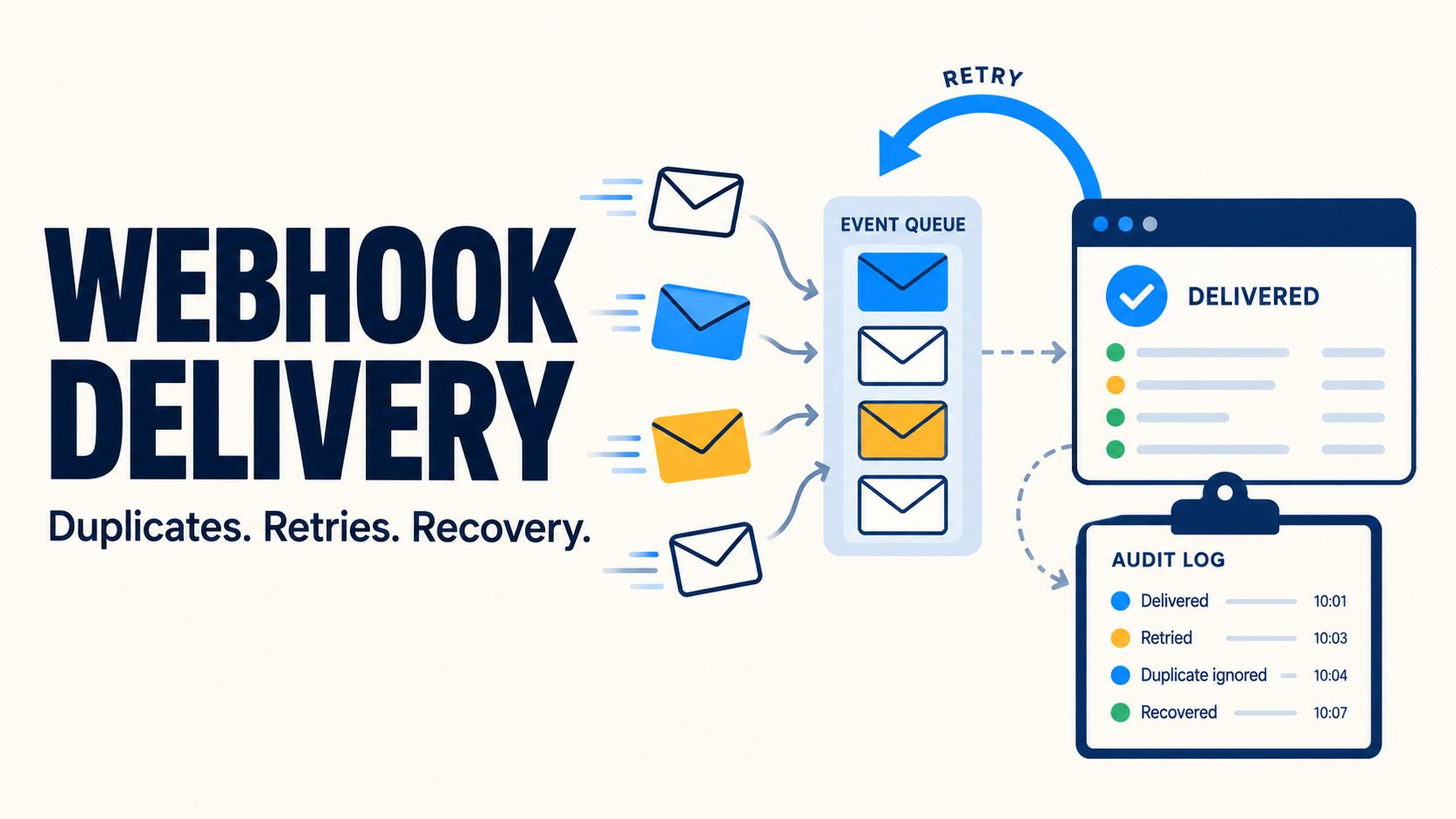 Webhook delivery platform evaluation with event queue and retry paths
